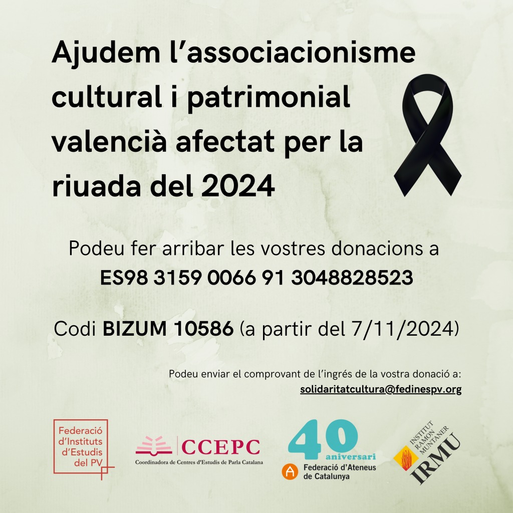 Ajudem l’associacionisme cultural i patrimonial valencià afectat per la riuada de 2024