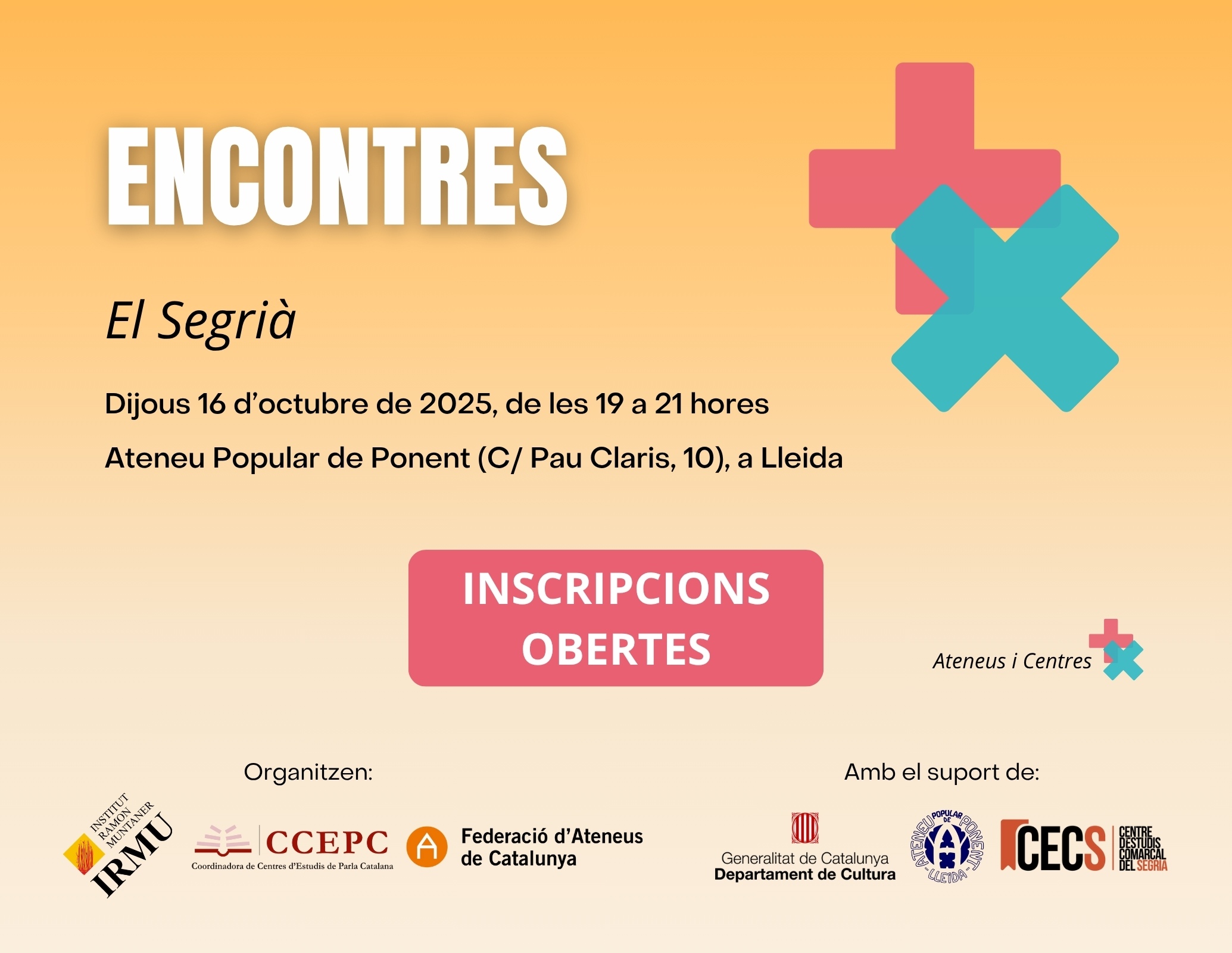 El Segrià acull una nova sessió dels “Encontres” de centres d’estudis i ateneus