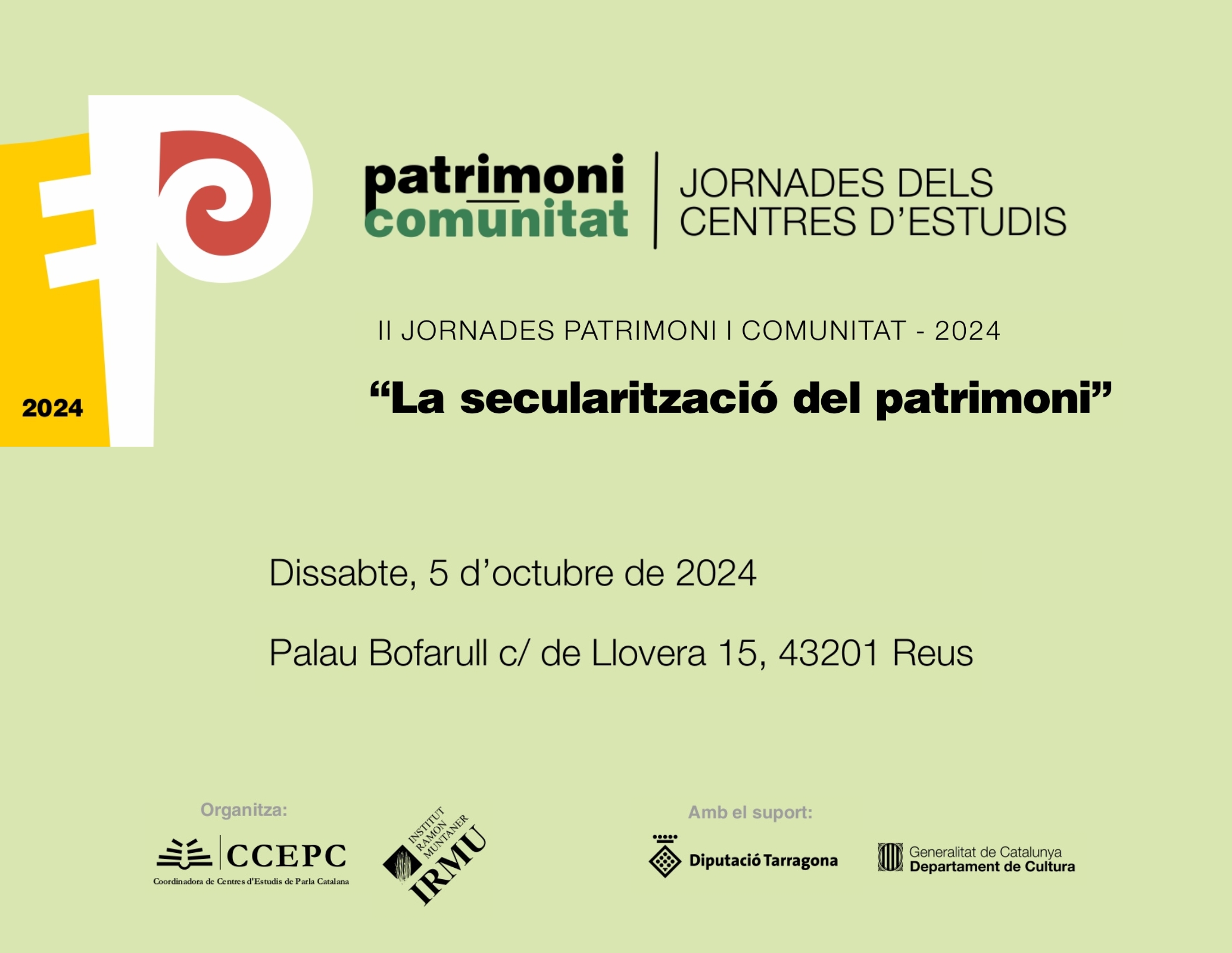 Jornada “La secularització del patrimoni”. Reus,  5 d’octubre