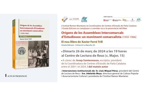 Nova presentació del llibre sobre els orígens de les Assemblees Intercomarcals d’Estudiosos