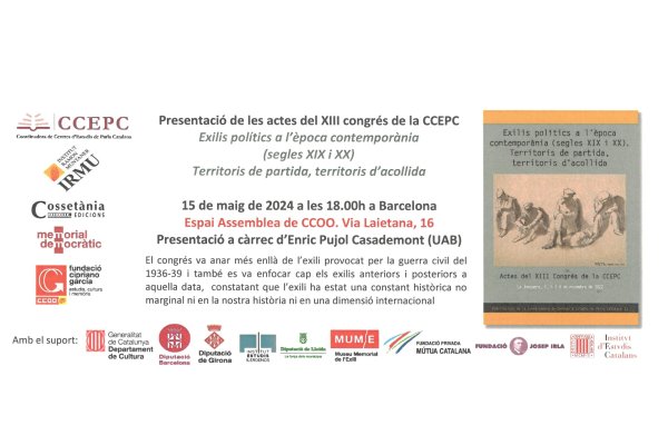 Acte de presentació de les actes del XIII congrés de la CCEPC sobre exilis polítics